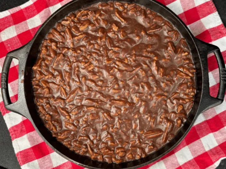 texas brownies in a skillet
