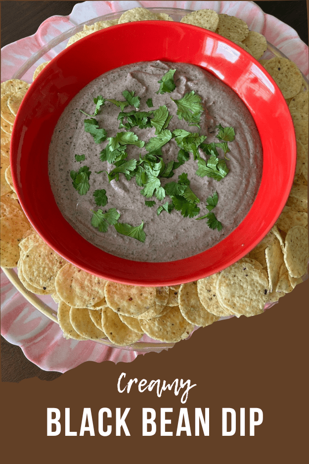 creamy black bean dip pin for pinterest