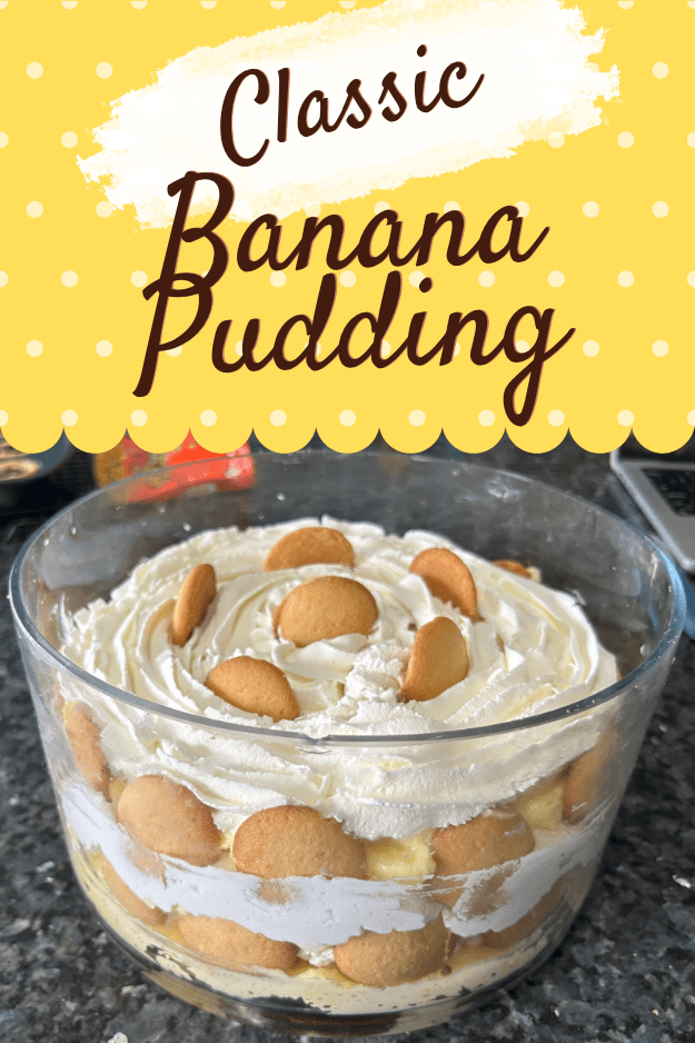 classic banana pudding pin for pinterest