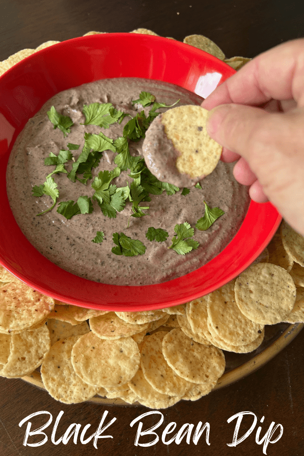 creamy black bean dip pin for pinterest