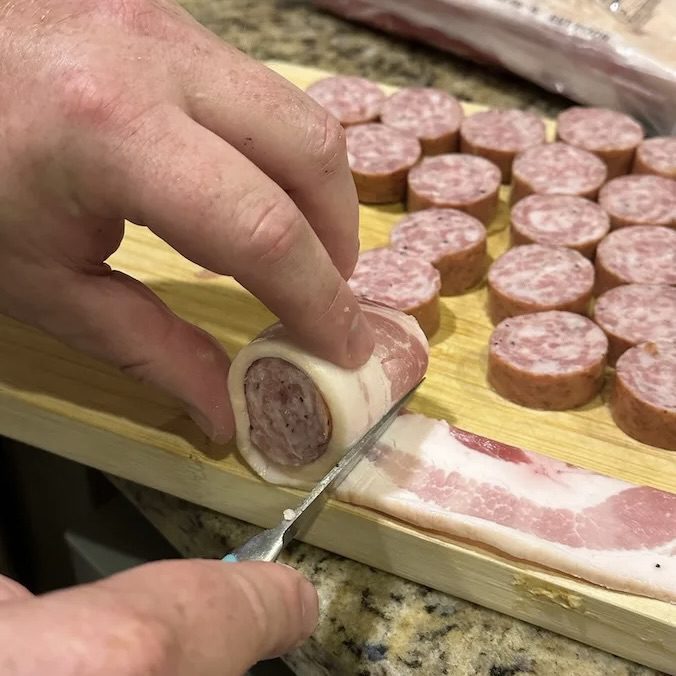 smoked pig shots being prepped