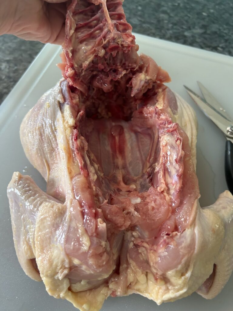 removing backbone from whole chicken