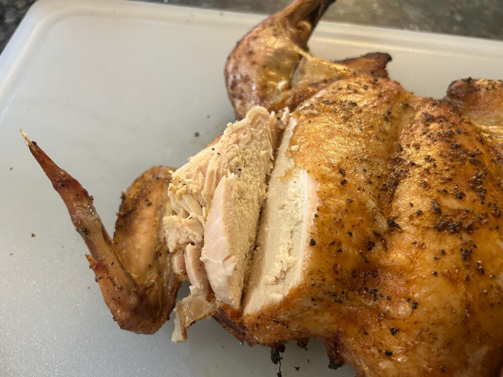 carving a spatchcock chicken