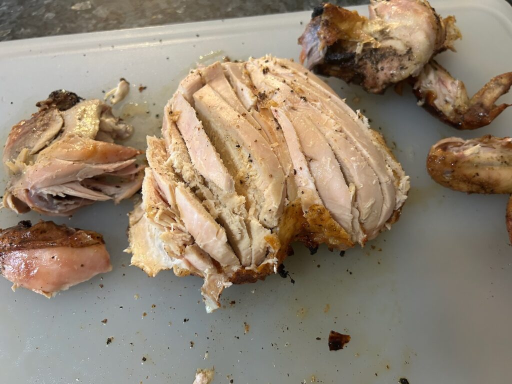 carving a spatchcock chicken