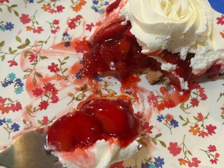 strawberry pie on fork