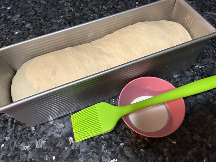 bread dough in pan