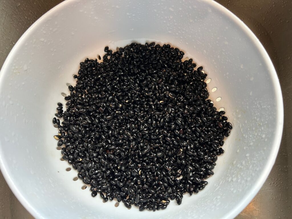 black beans rinsed and ready to cook