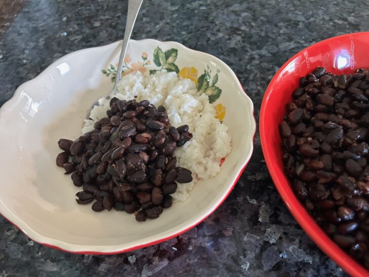 black beans and rice in bowl