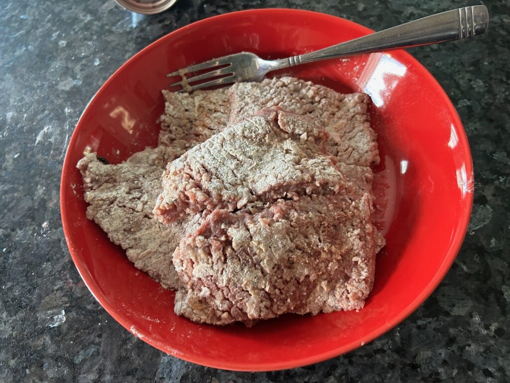beef coated lightly in flour and spices