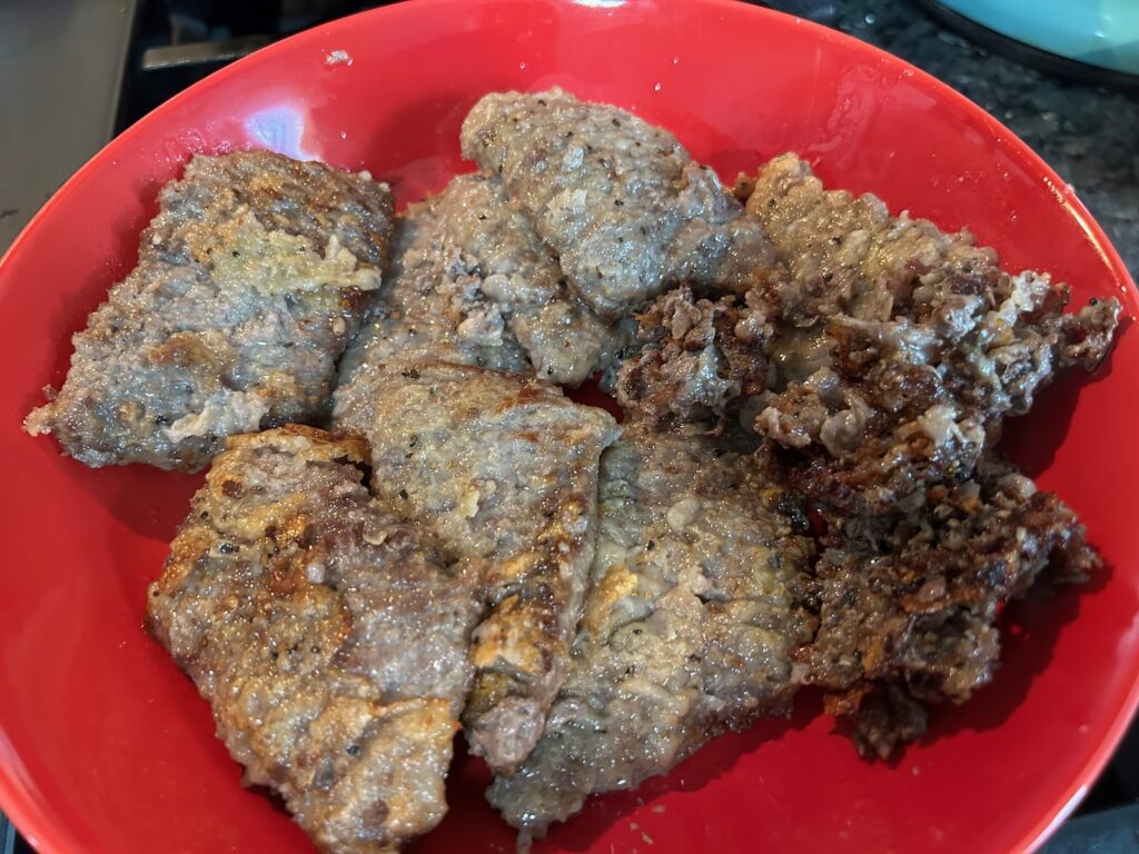 fried beef steaks on platter