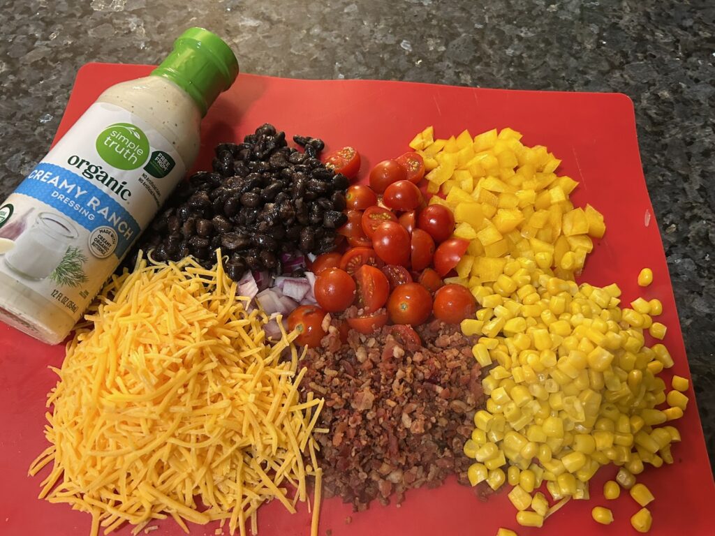 Simple Southwest Pasta Salad ingredients