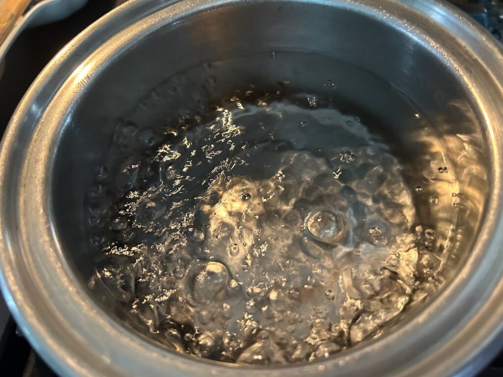 boiling water in pan