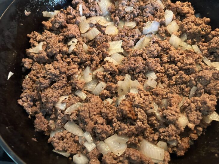 fried ground beef and onions