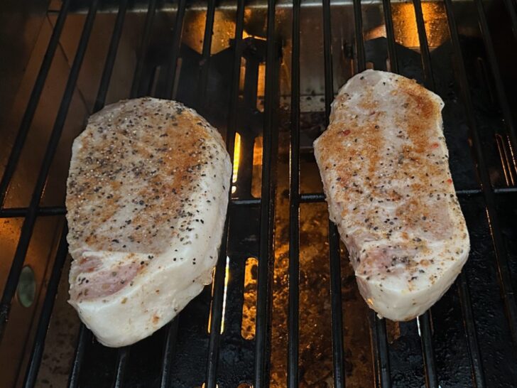 pork chops on the grill