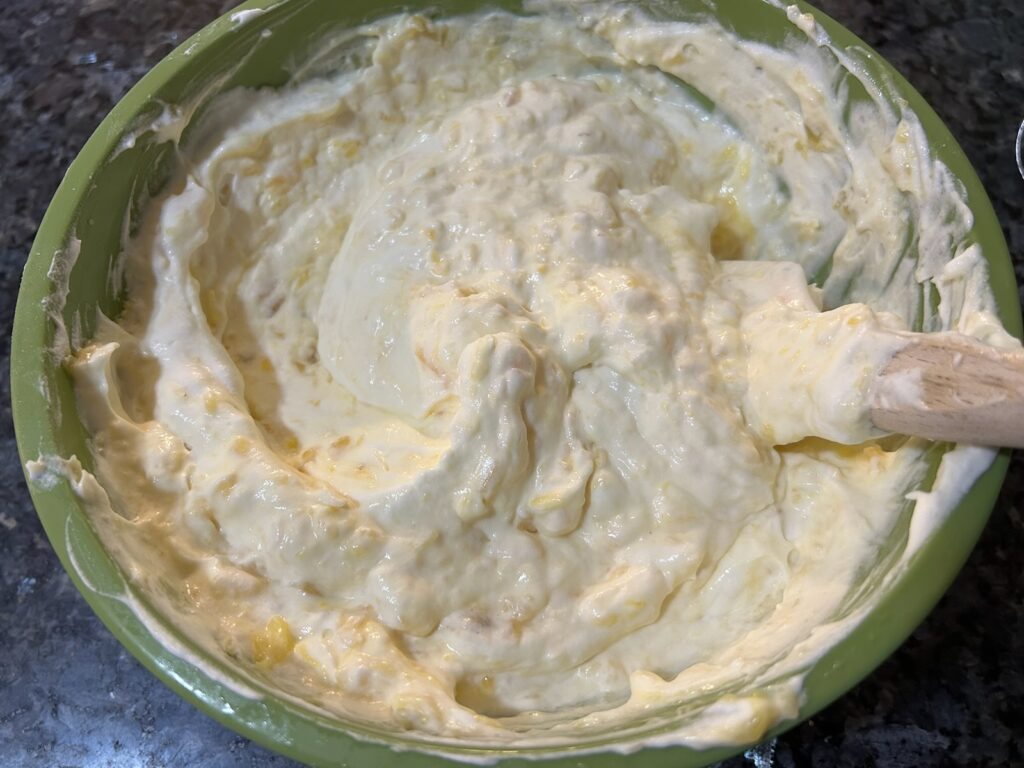 pineapple mixture with whipped cream mixed in