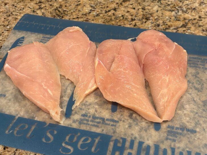 Simple grilled chicken breast butterflied