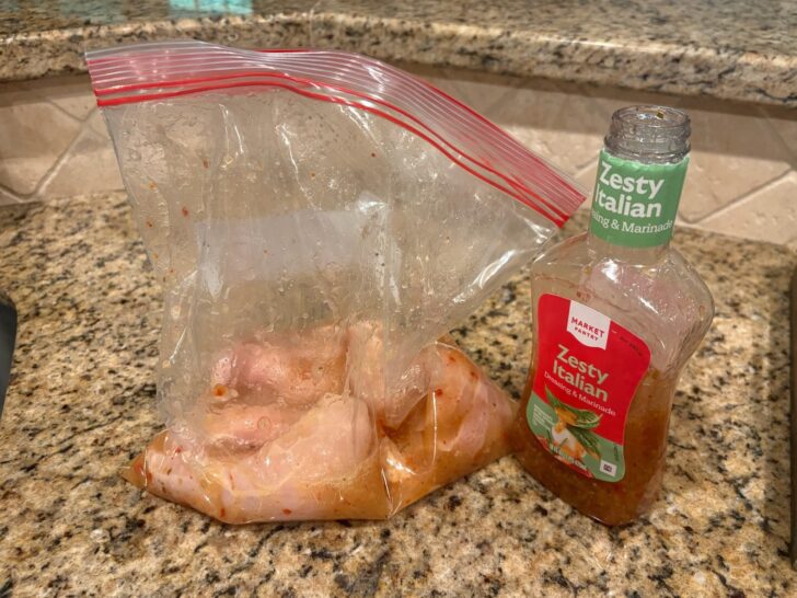 Simple grilled chicken breast marinated in dressing