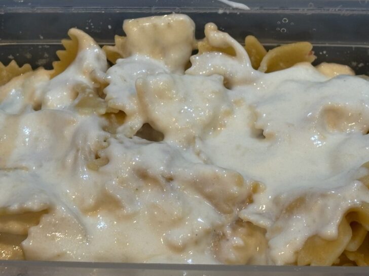 pasta with Easy Homemade Alfredo Sauce on top