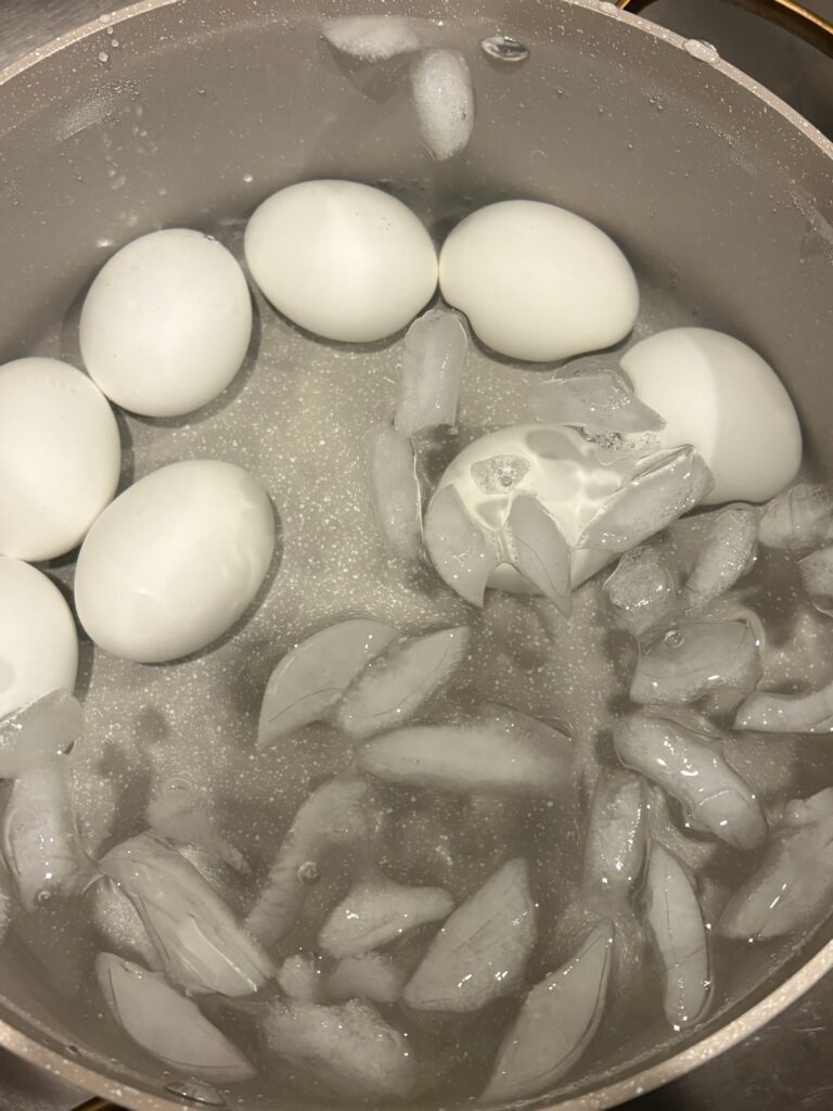 eggs in ice bath