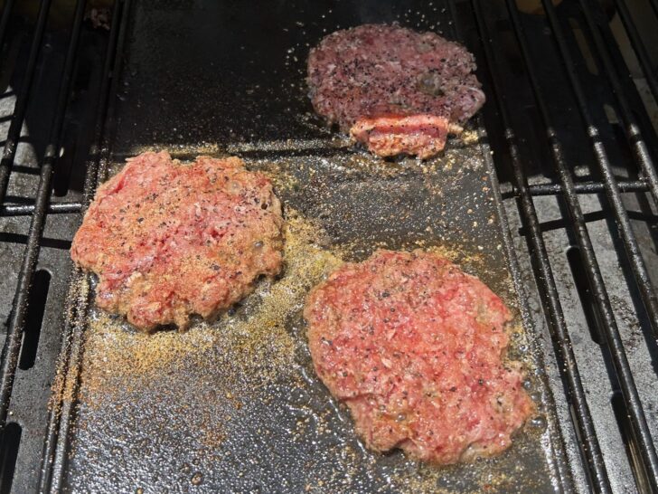 burgers on grill