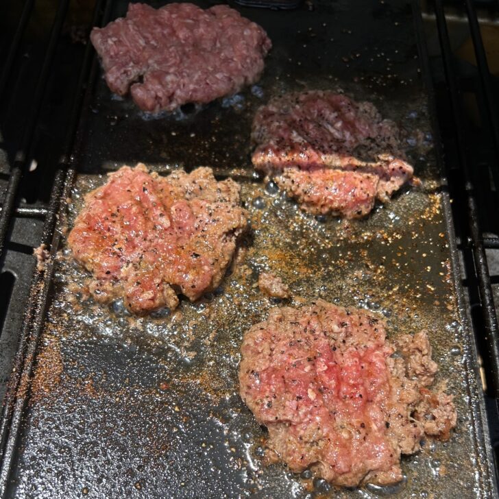 burgers on grill