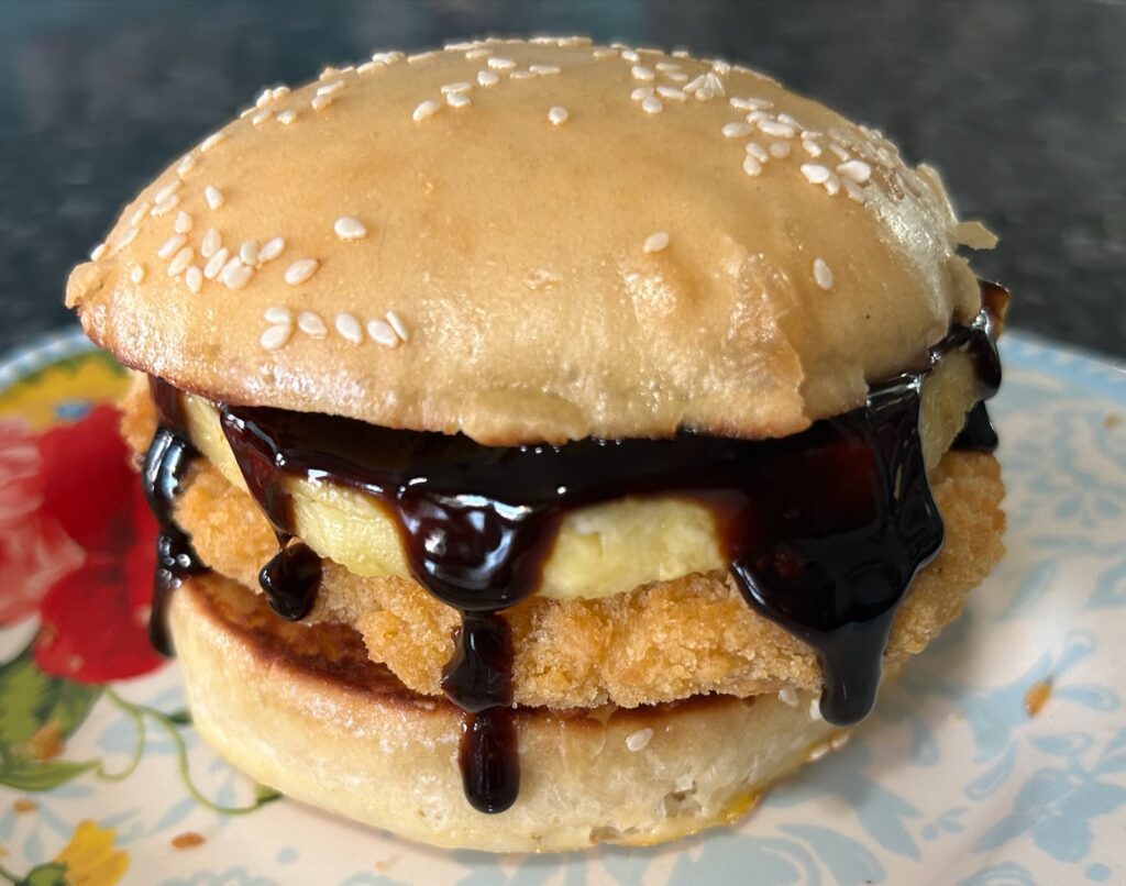 teriyaki chicken sandwich with homemade bun