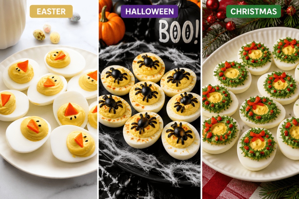 deviled eggs decorated for holidays