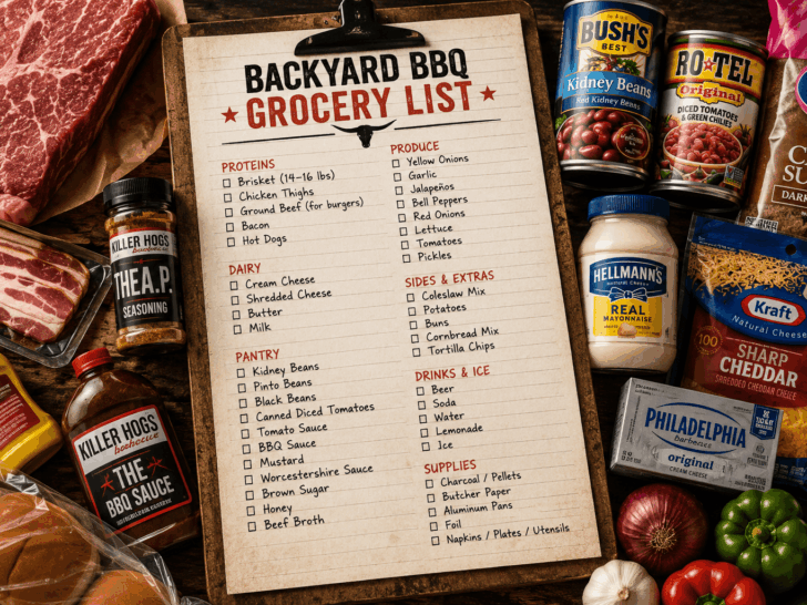 grocery list image prior to BBQ