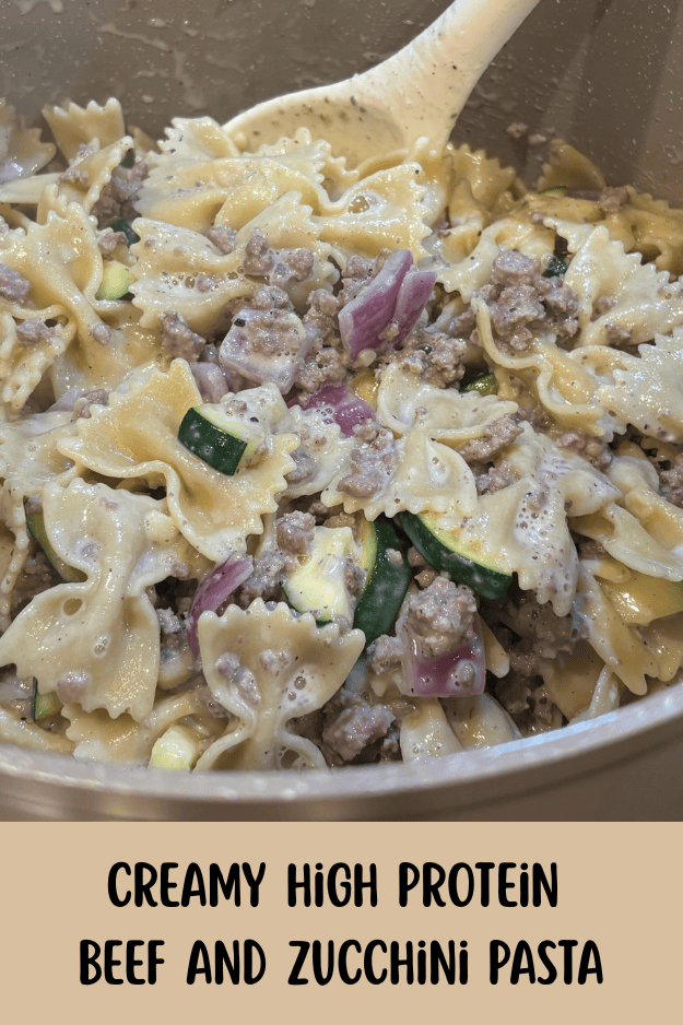 Creamy High Protein Beef and Zucchini Pasta