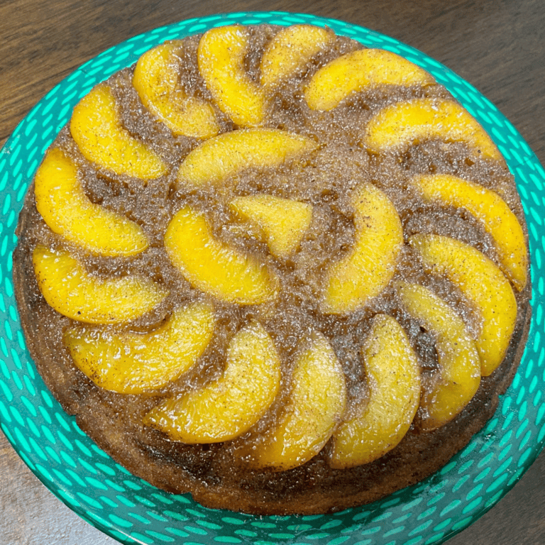 Cast Iron Peach Upside-Down Cake (Easy Southern Dessert)