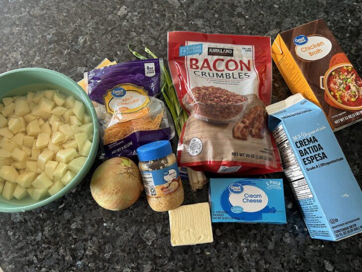 Loaded Baked Potato Soup ingredients
