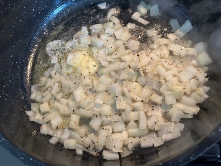 Sauteed onions and butter in skillet
