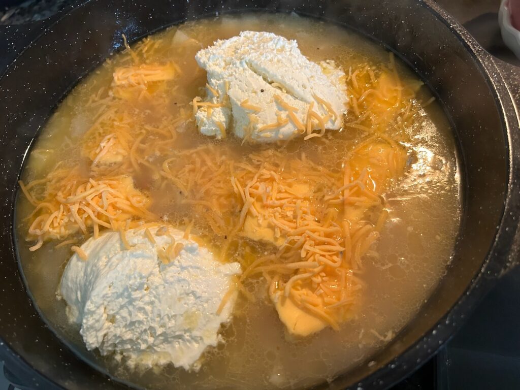 potato soup with cream cheese and cheese added