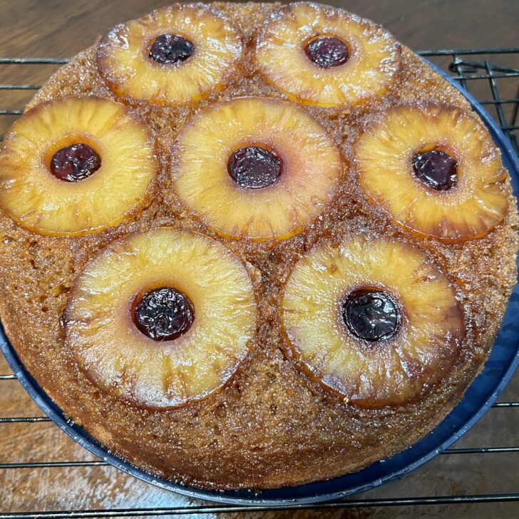 golden pineapple upside-down cake