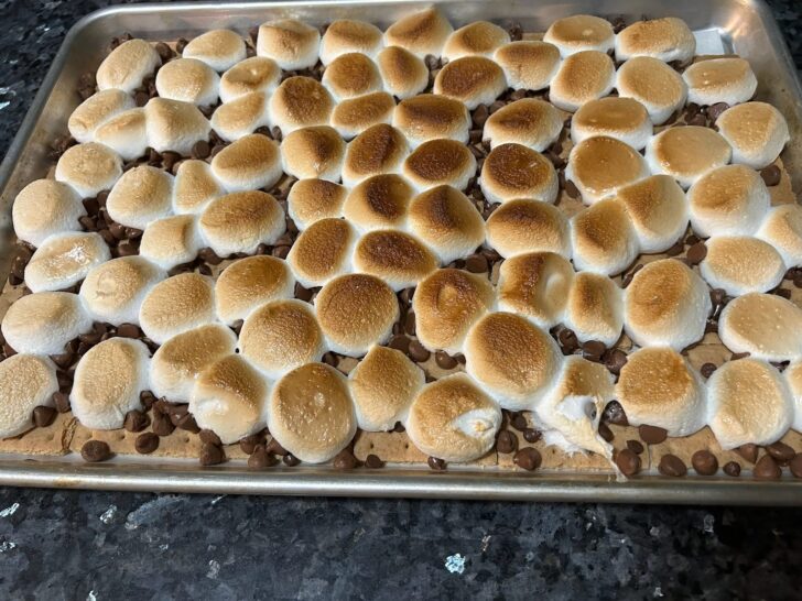 tray baked s'mores after broiling