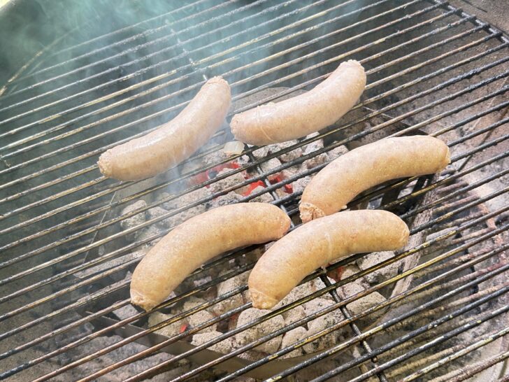 Texas Beer Brats on grill