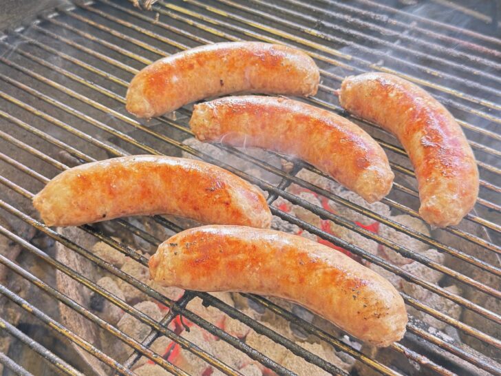 Texas Beer Brats on grill