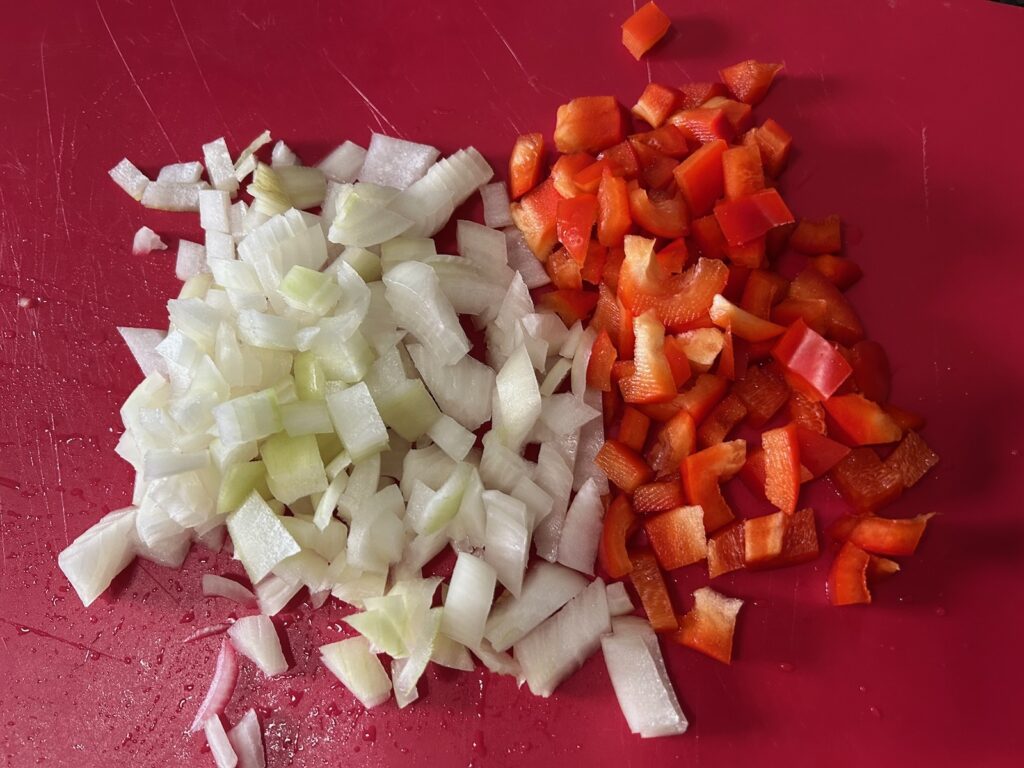 diced onion and red pepper