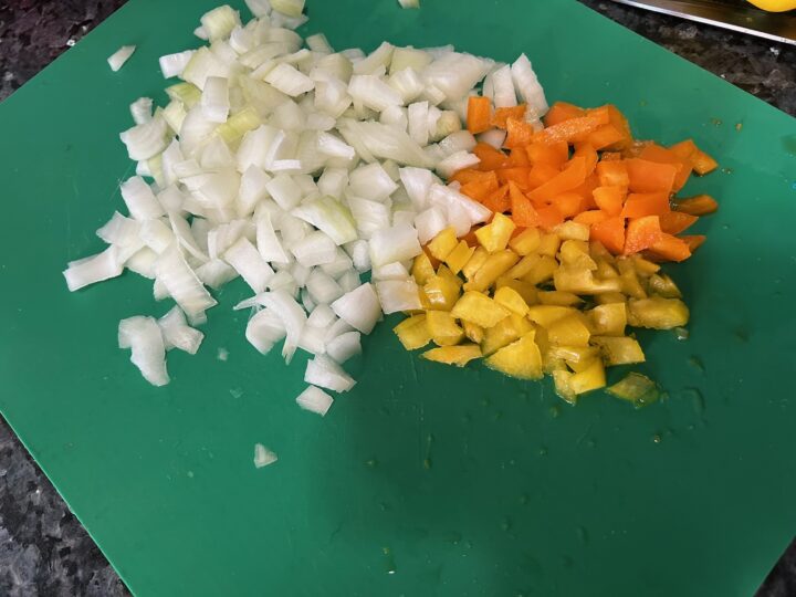 diced onions and peppers