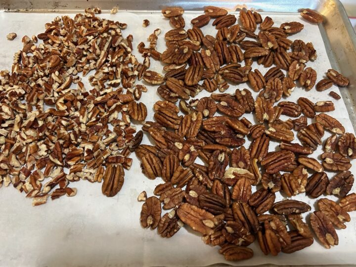 toasted pecans on baking tray