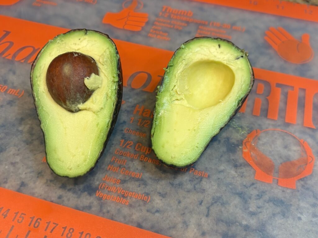 ripe avocado, cut open