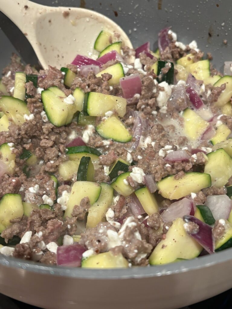Creamy High Protein Beef and Zucchini Pasta