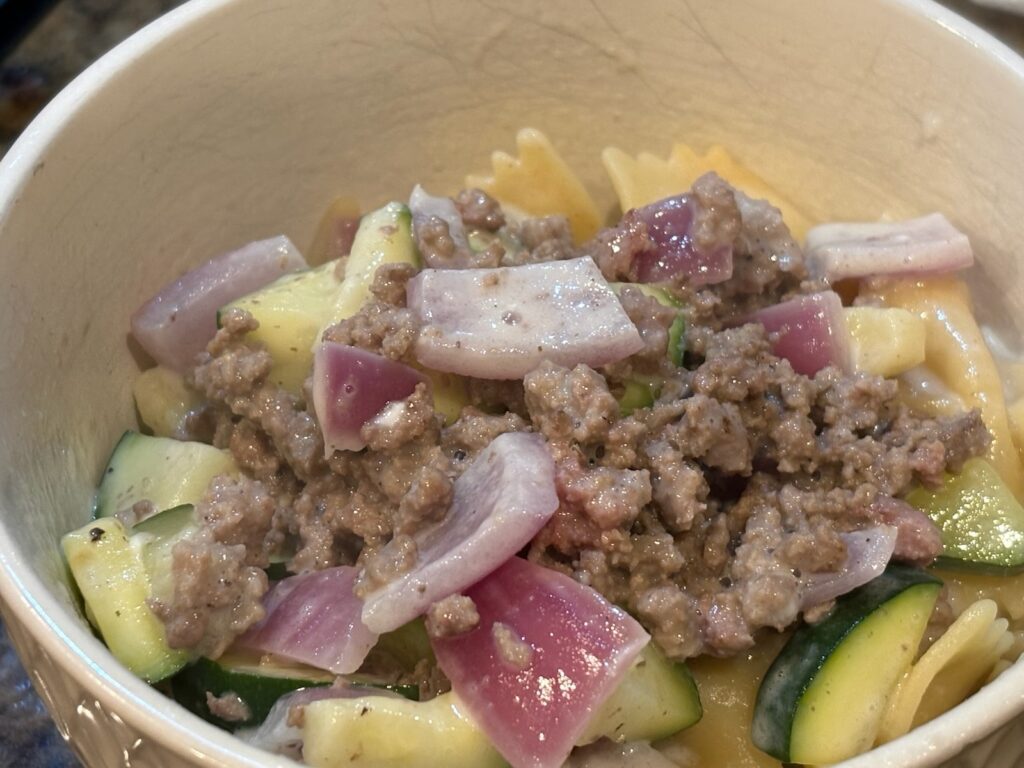 Creamy High Protein Beef and Zucchini Pasta