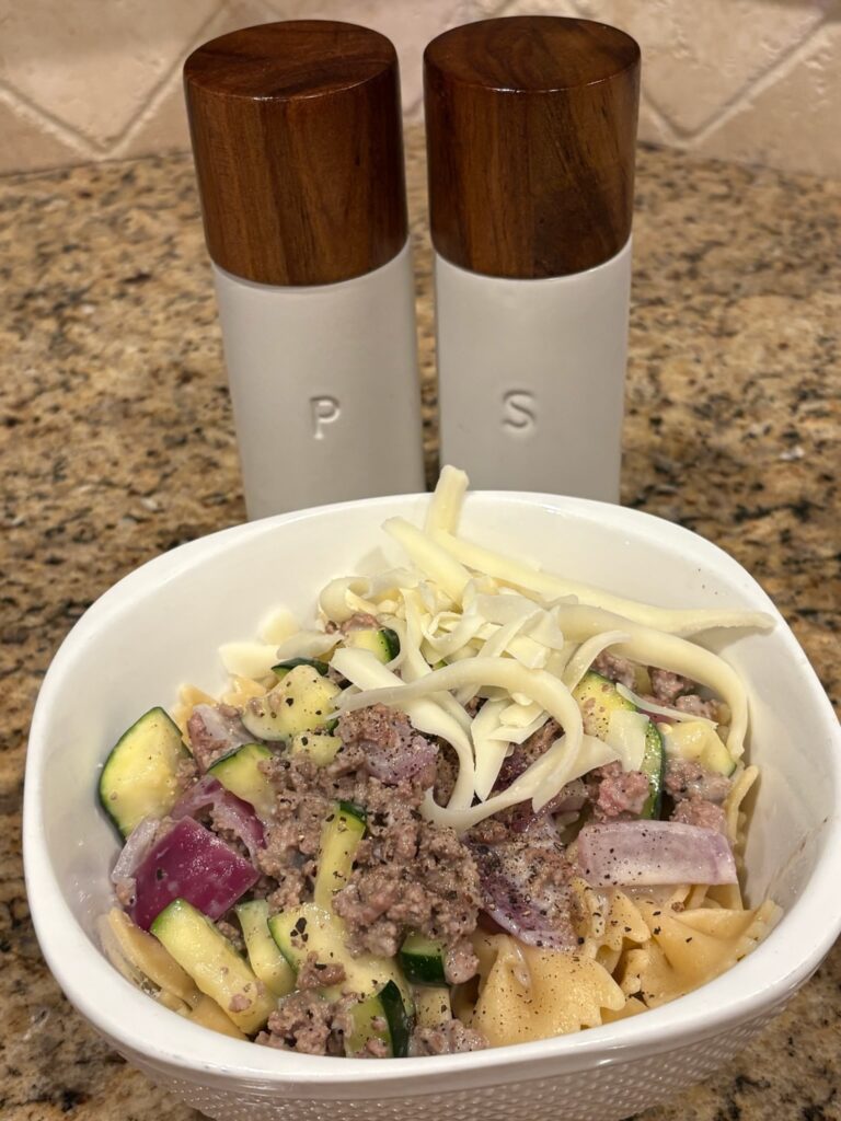 Creamy High Protein Beef and Zucchini Pasta