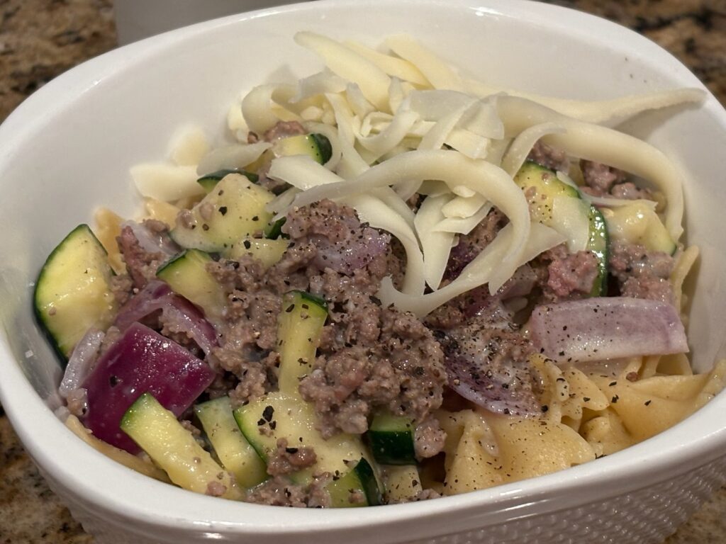 Creamy High Protein Beef and Zucchini Pasta