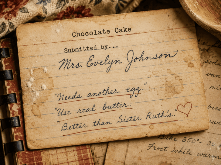 old fashioned recipe card with notes