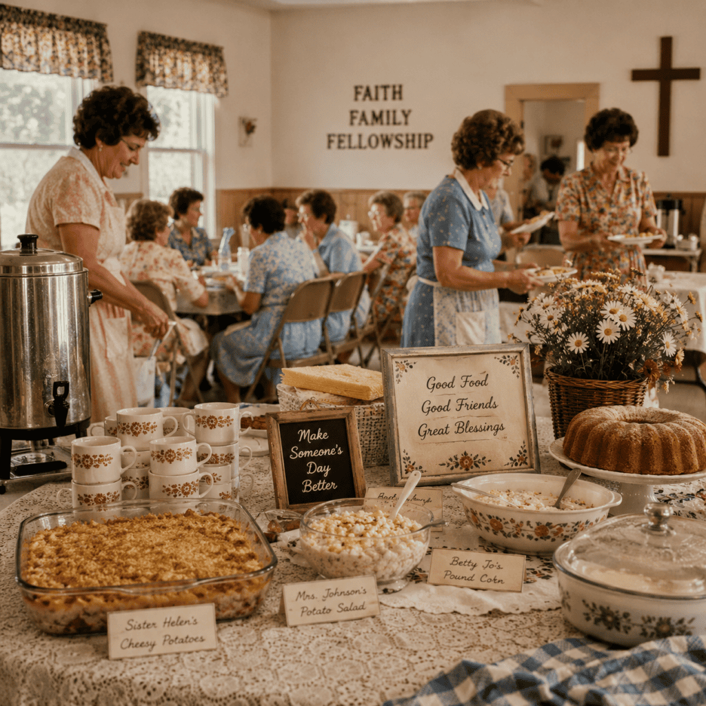 old-fashioned church potluck