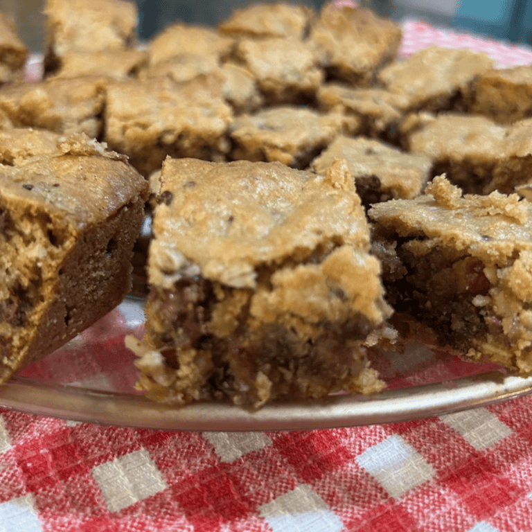 Easy Cowboy Blondies with Pecans, Coconut & Chocolate Chips