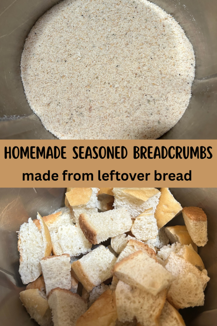 Homemade Seasoned Breadcrumbs from Leftover Bread pin for pinterest