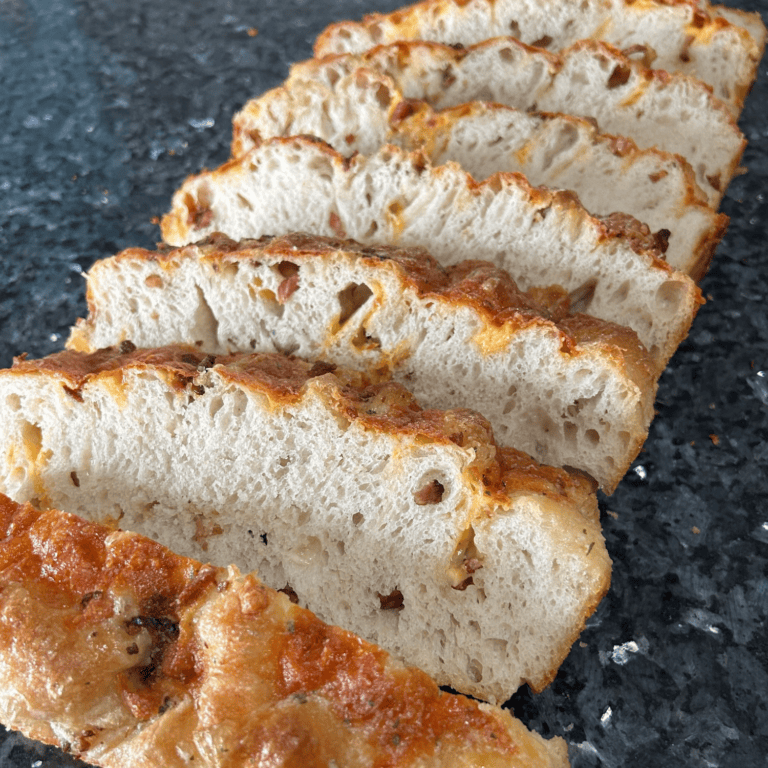 Fluffy Bacon Cheddar Ranch Sourdough Focaccia